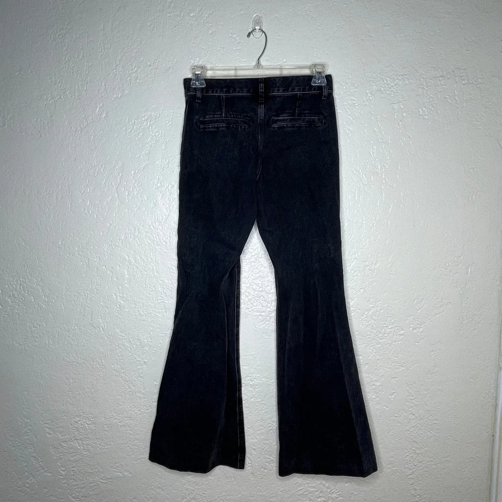 Express 70s Flare Mid Rise Washed Black Denim Jeans 4R 007151638